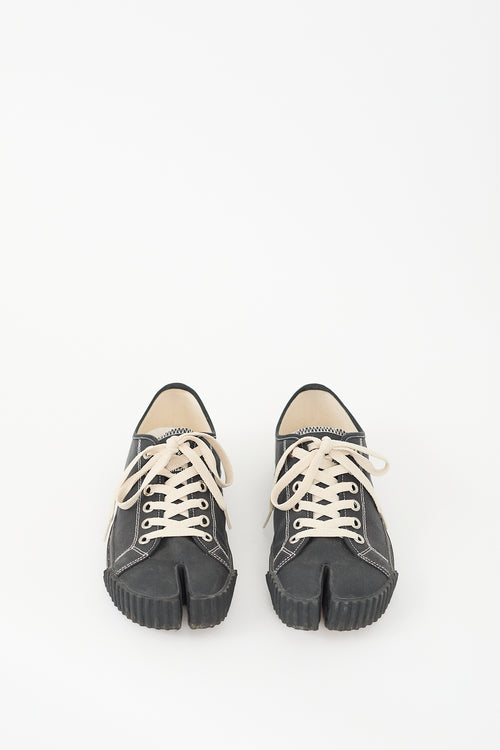 Maison Margiela Black & Cream Canvas Tabi Sneaker