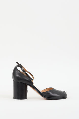 Maison Margiela Black Leather Tabi Decollete Mary Jane Pump