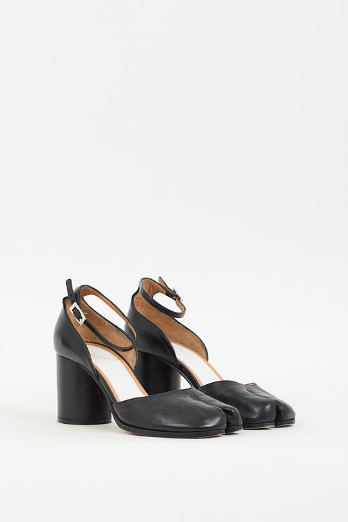 Maison Margiela Black Leather Tabi Decollete Mary Jane Pump