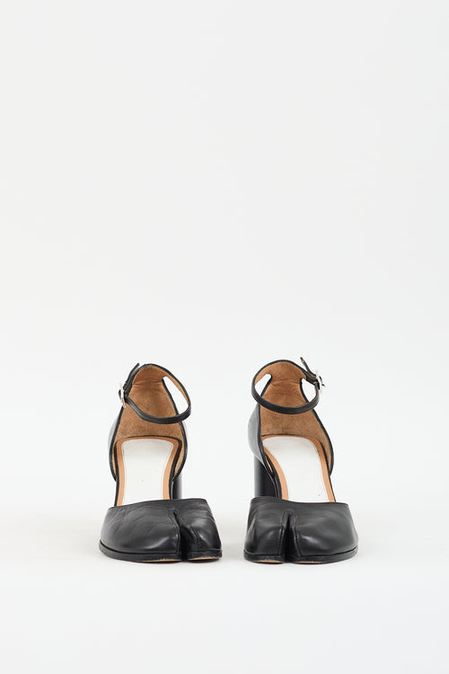 Maison Margiela Black Leather Tabi Decollete Mary Jane Pump