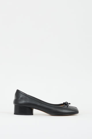 Maison Margiela Black Leather Tabi Ballerina Heeled Flat