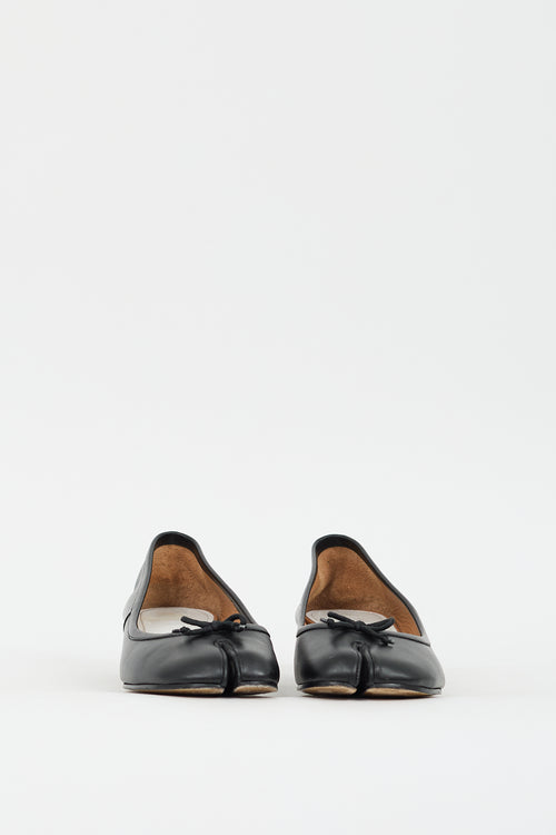 Maison Margiela Black Leather Tabi Ballerina Heeled Flat