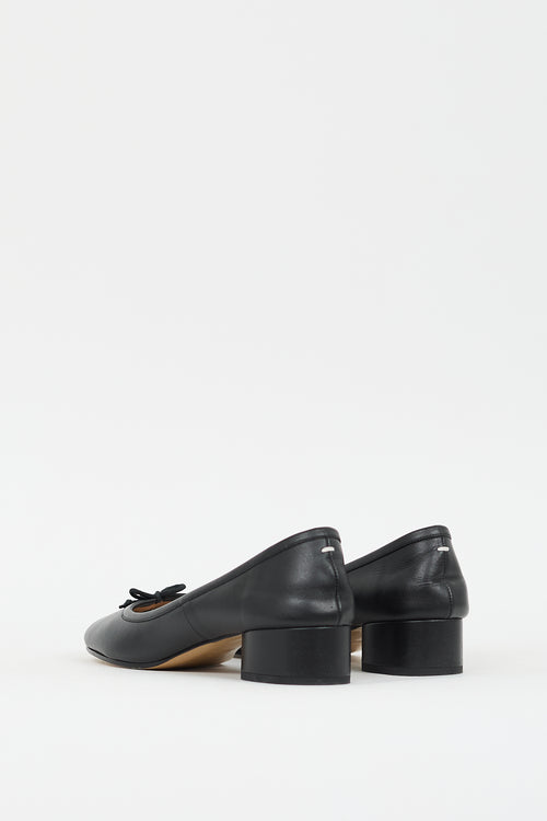 Maison Margiela Black Leather Tabi Ballerina Heeled Flat