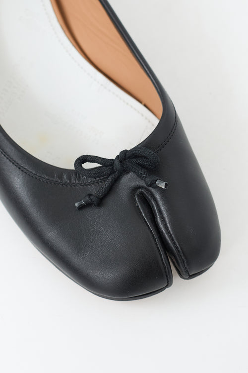 Maison Margiela Black Leather Tabi Ballerina Heeled Flat