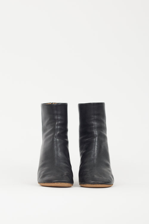 Maison Margiela Black Leather Wooden Heel Boot
