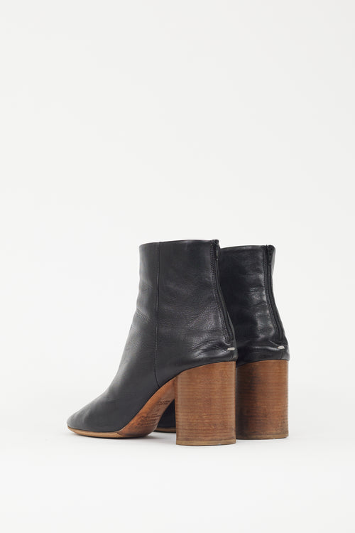 Maison Margiela Black Leather Wooden Heel Boot