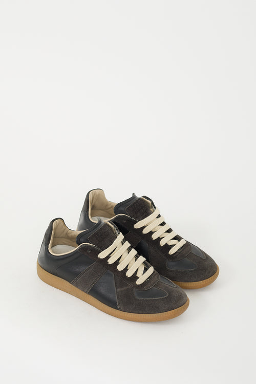 Maison Margiela Black Leather & Dark Grey Suede Replica Sneaker