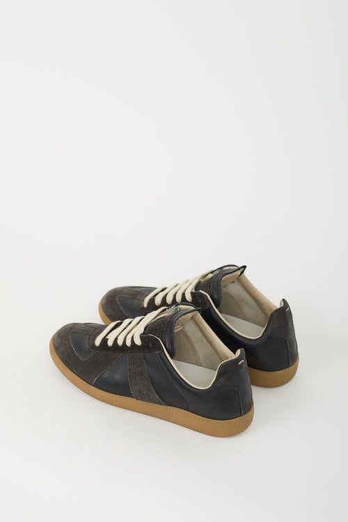 Maison Margiela Black Leather & Dark Grey Suede Replica Sneaker