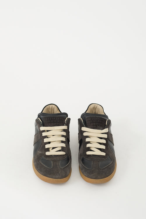 Maison Margiela Black Leather & Dark Grey Suede Replica Sneaker