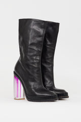 Maison Margiela Black & Purple Leather & Lucite Boot