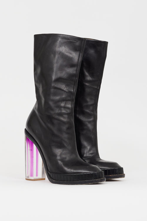 Maison Margiela Black & Purple Leather & Lucite Boot