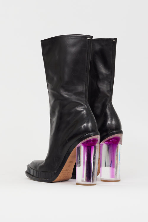 Maison Margiela Black & Purple Leather & Lucite Boot