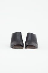 Maison Margiela Black Leather Cylinder Heeled Mule