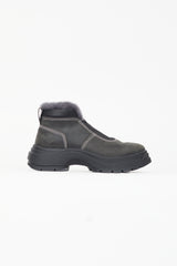 Maison Margiela Black Suede & Shearling Ankle Boot