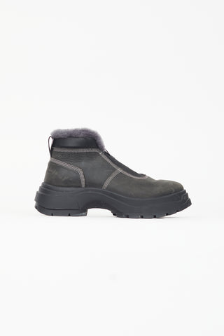 Maison Margiela Black Suede & Shearling Ankle Boot