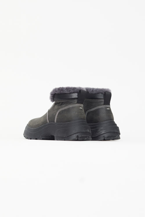Maison Margiela Black Suede & Shearling Ankle Boot