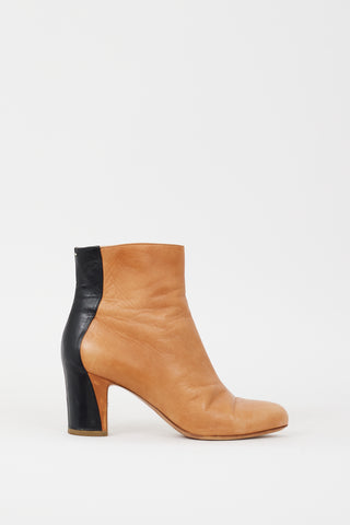 Maison Margiela Brown & Black Leather Zipped Ankle Boot