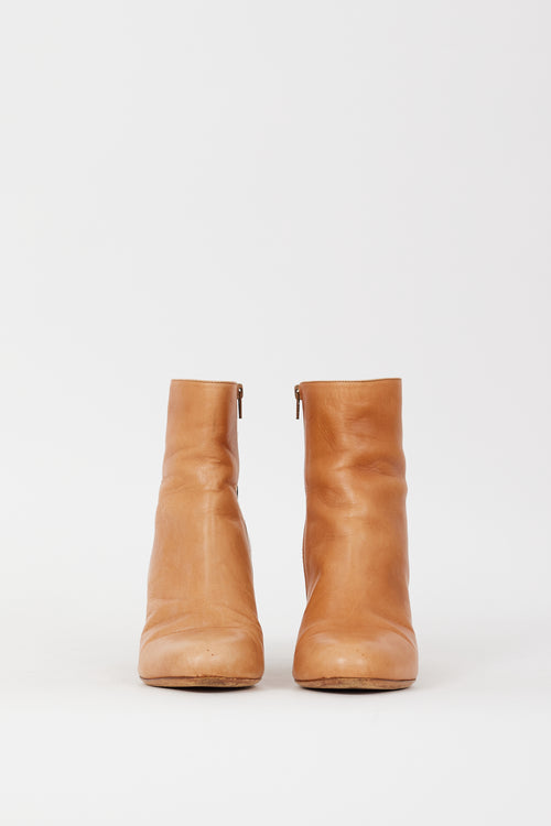 Maison Margiela Brown & Black Leather Zipped Ankle Boot