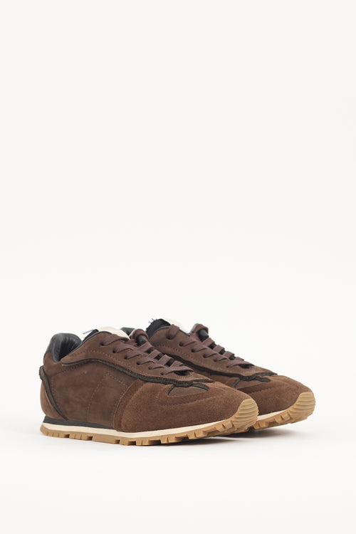 Maison Margiela Brown Suede Retro Runner Sneaker