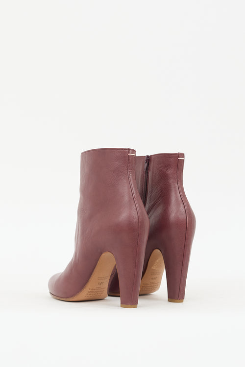 Maison Margiela Burgundy Leather Zip Ankle Boot