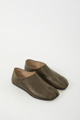 Maison Margiela Khaki Green Leather Babouche Tabi Flat