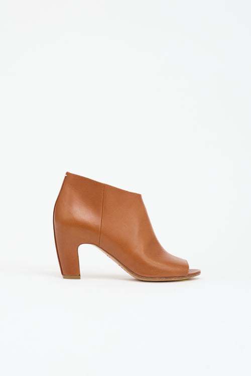 Maison Margiela Leather Peep Toe Ankle Boot