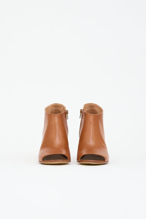 Maison Margiela Leather Peep Toe Ankle Boot