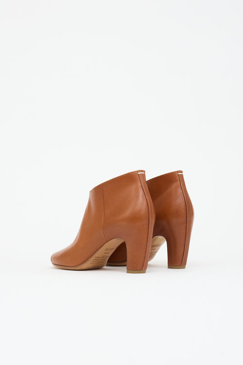 Maison Margiela Leather Peep Toe Ankle Boot