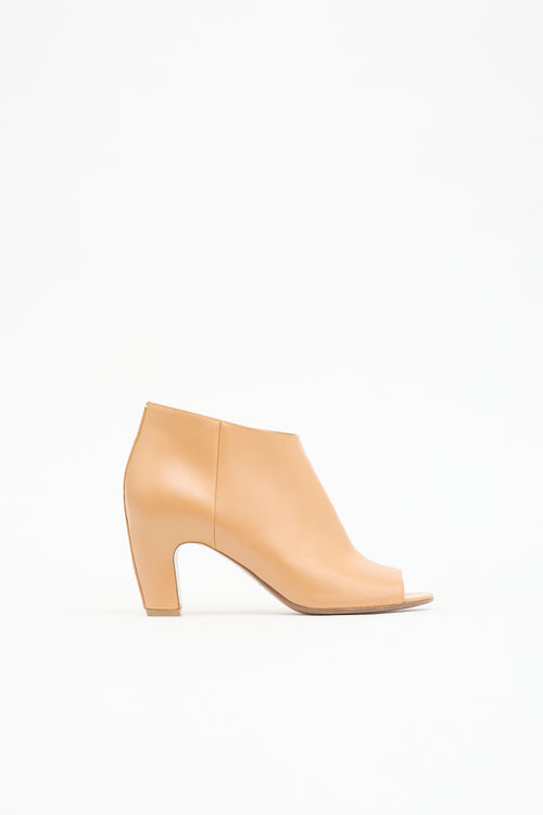 Maison Margiela Leather Peep Toe Ankle Boot