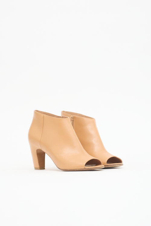 Maison Margiela Leather Peep Toe Ankle Boot