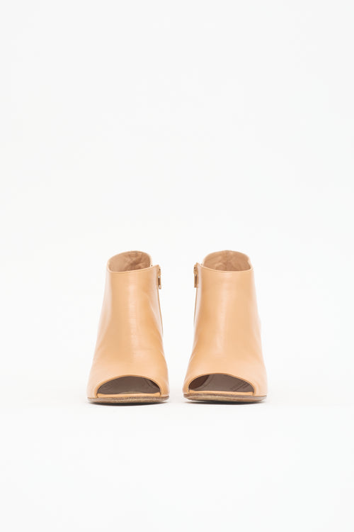 Maison Margiela Leather Peep Toe Ankle Boot