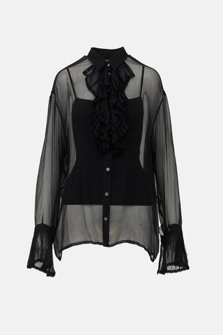 Maison Margiela Silk Georgette Ruffled Blouse