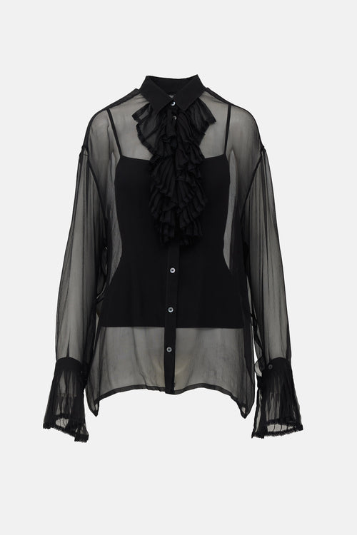Maison Margiela Silk Georgette Ruffled Blouse