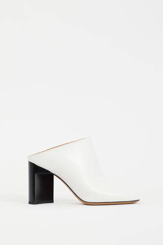 Maison Margiela White Leather Asymmetrical Heel Mule