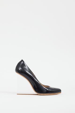 Maison Margiela X H&M Black Patent Leather Lucite Wedge Heel