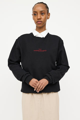 Maison Margiela Black & Red Embroidered Logo Sweatshirt