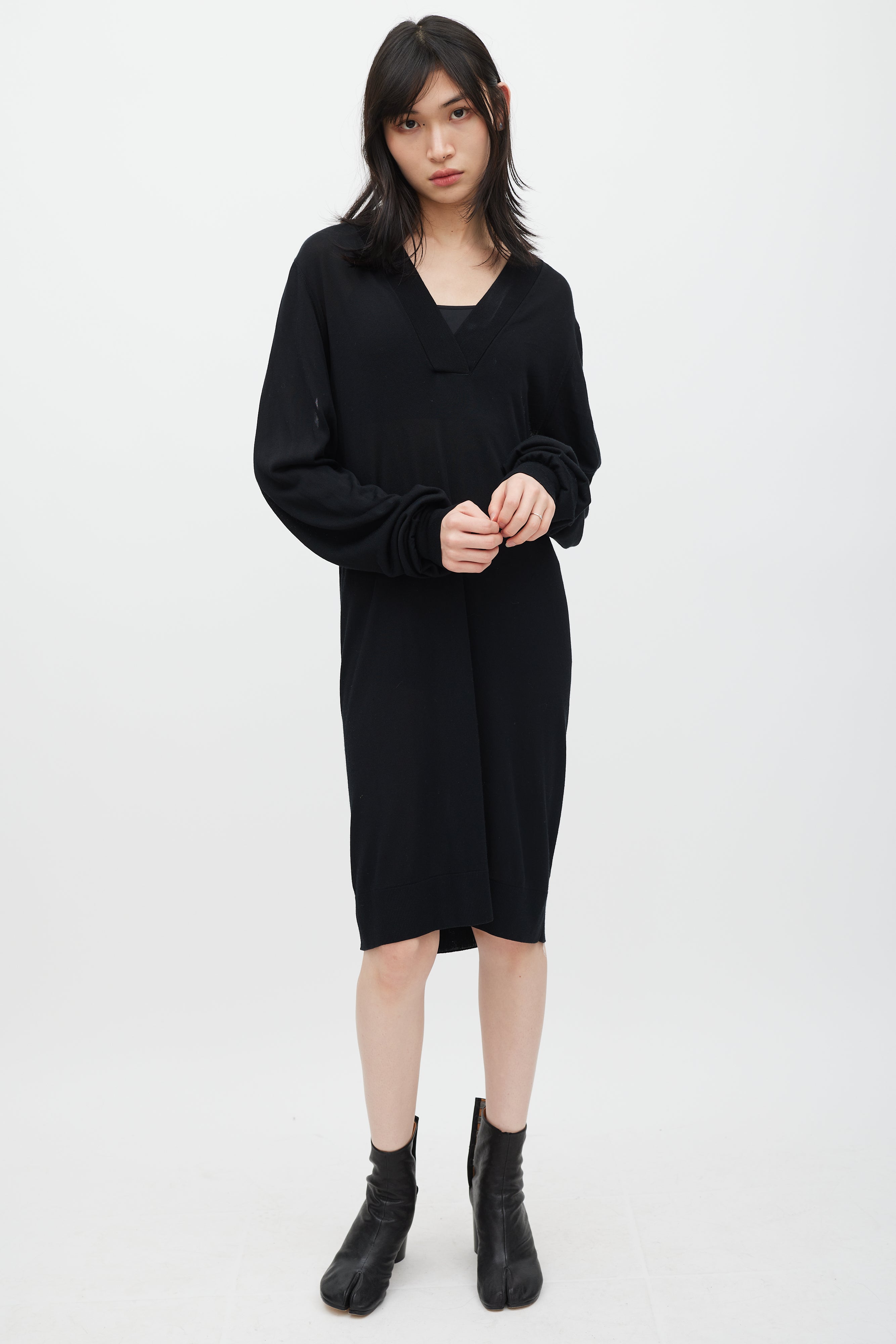 Maison Margiela // Black Knit Cutout Sweater Dress VSP Consignment Maison Margiela // Black Knit Cutout Sweater Dress VSP Consignment