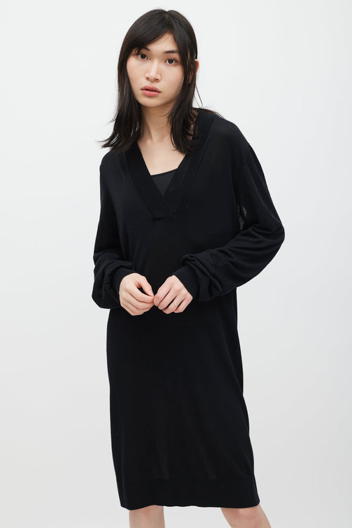 Maison Margiela Black Knit Cutout Sweater Dress