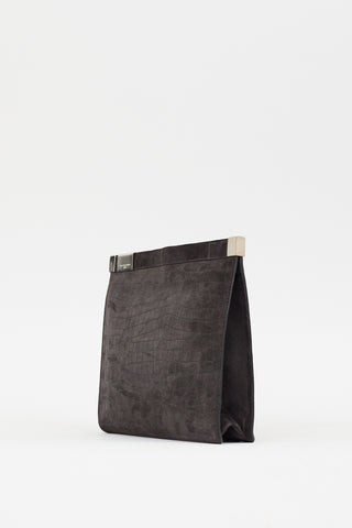 Maison Margiela Dark Brown Embossed Suede Clutch