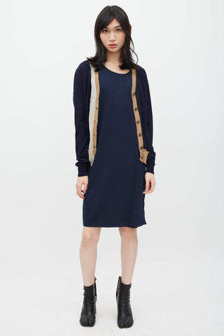 Maison Margiela Navy & Multi Wool & Silk Trim Cardigan