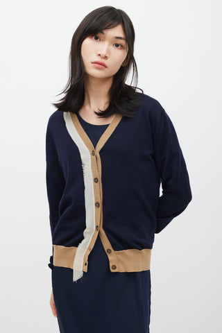 Maison Margiela Navy & Multi Wool & Silk Trim Cardigan