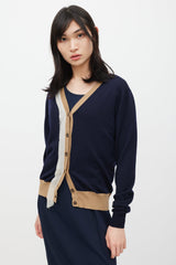 Maison Margiela Navy & Multi Wool & Silk Trim Cardigan