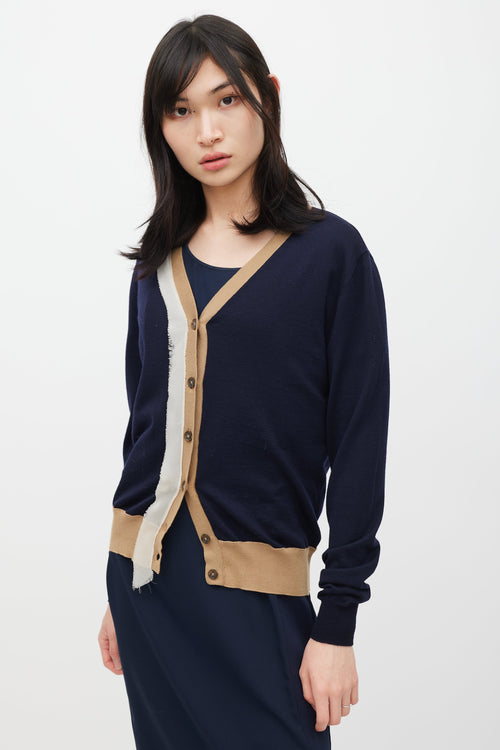 Maison Margiela Navy & Multi Wool & Silk Trim Cardigan