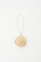 Maison Michel Beige Wicker & Pearl Anna Zip Pouch