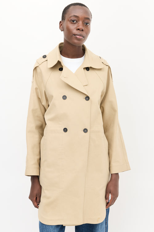 Maje Beige Double Breasted Trench Coat