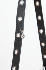 Maje Black Leather Grommet Embellished Crossbody Bag