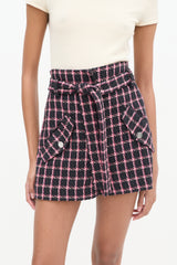 Maje Black & Pink Tweed Skort Suit