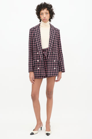 Maje Black & Pink Tweed Skort Suit