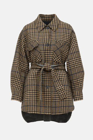 Maje Wool Blend Check Jacket