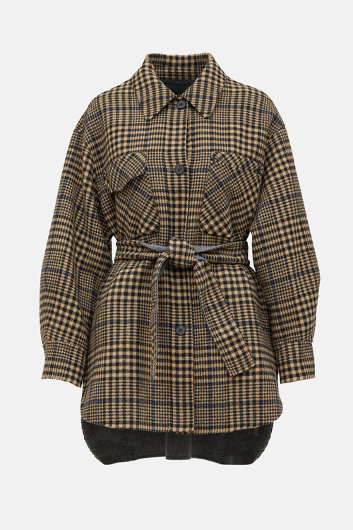 Maje Wool Blend Check Jacket